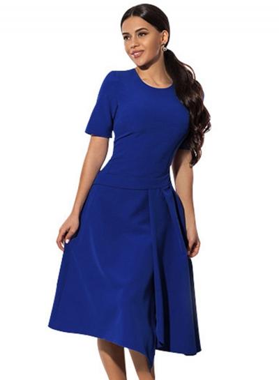 Oasap Fashion Short Sleeve Irreuglar Party Midi Dress