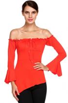 Oasap Charming Off Shoulder High Low Top
