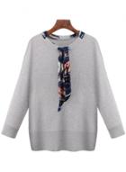 Oasap Fashion Tie Collar Long Sleeve Pullover Sweater