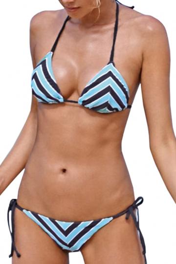 Oasap Sexy Summer Holiday Stripe Triangle Top Bikini Set