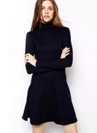 Oasap Women's Fashion Solid Color High Neck Office Lady Dress