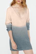 Oasap Fashion Color Block V Neck Pullover Sweater
