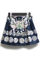 Oasap Floral Jacquard A-line Skirt