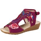 Oasap Phoenix Embroidery Peep Toe Wedge Heels Sandals