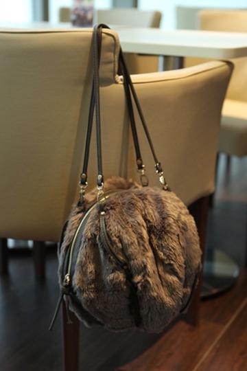 Oasap Faux Fur Embellished Ball Bag