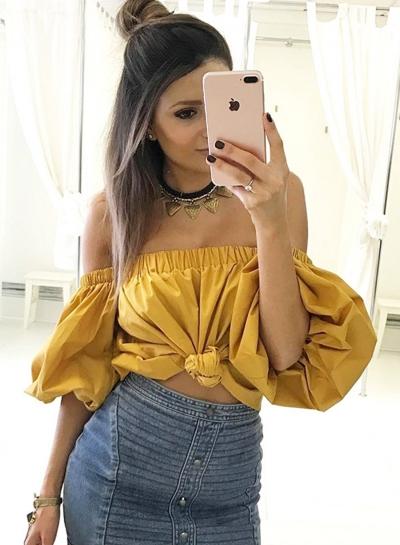 Oasap Off Shoulder 3/4 Sleeve Fashion Blouse