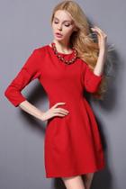 Oasap Three Quarter Length Sleeve Slim Waisted Dress