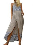Oasap Women's Boho Graphic High Slit Sleeveless Maxi Dress