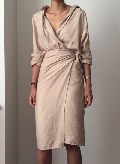 Oasap V Neck Asymmetric Bodycon Lace-up Dress