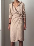 Oasap V Neck Asymmetric Bodycon Lace-up Dress