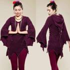 Oasap Flare Sleeve Solid Color Irregular Hoodie Sweatshirt