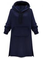 Oasap Solid Color Side Slit Hooded Sweatshirt Dress