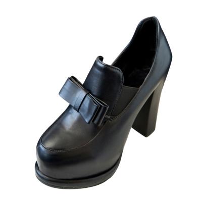 Oasap Round Toe Platform Chunky Heels Elastic Pumps