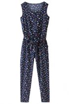 Oasap Fab Floral Navy Jumpsuit