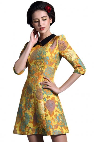 Oasap Divine Floral Print Collared Mini Dress