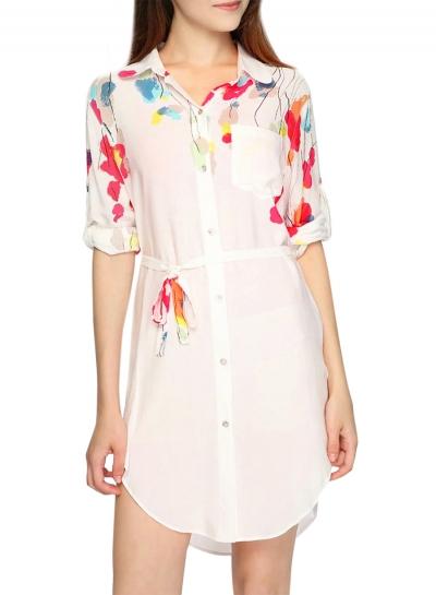 Oasap Women's Fashion Printed Button Down Shirt Dress With Belt