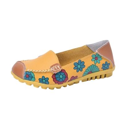 Oasap Cow Split Color Block Flat Heels Floral Shoes