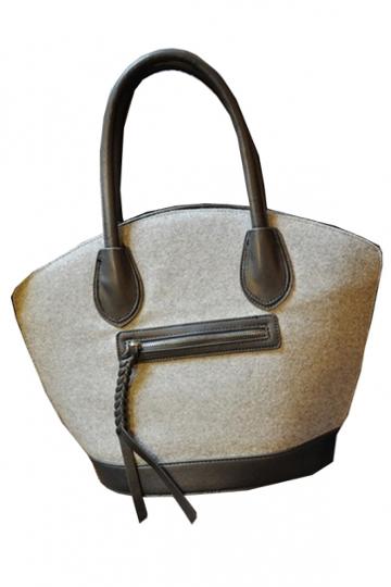 Oasap Color Block Worsted Tote
