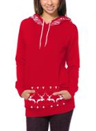 Oasap Long Sleeve Deer Printed Christmas Pullover Hoodie
