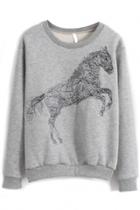 Oasap Go Rampant Horse Pattern Sweatshirt