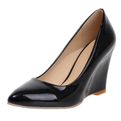 Oasap Wedge Heels Solid Color Pointed Toe Pumps