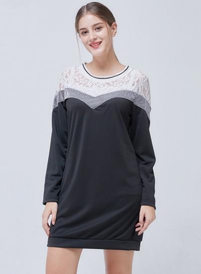 Oasap Fashion Long Sleeve Lace Panel Mini Dress