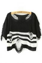 Oasap Destroyed Open Knit Pullover Crop Sweater