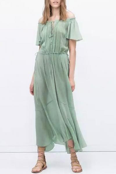 Oasap Sweet Flare Sleeve Pleated Swing Dress