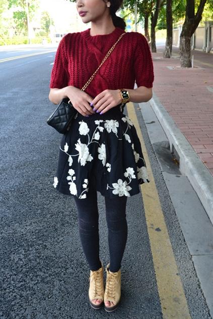 Oasap Floral Print A-line Mini Skirt
