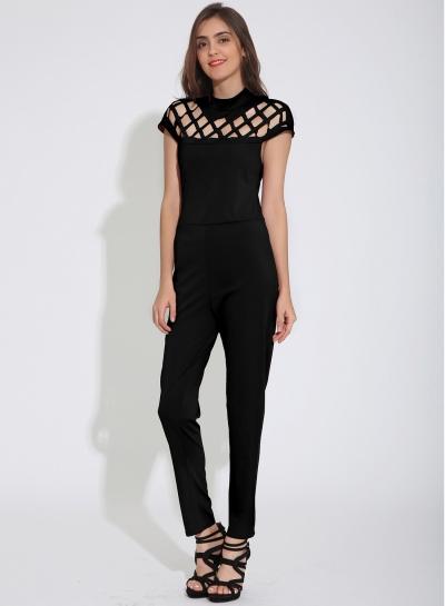 Oasap Fashion Hollow Out Solid Jumpsuit