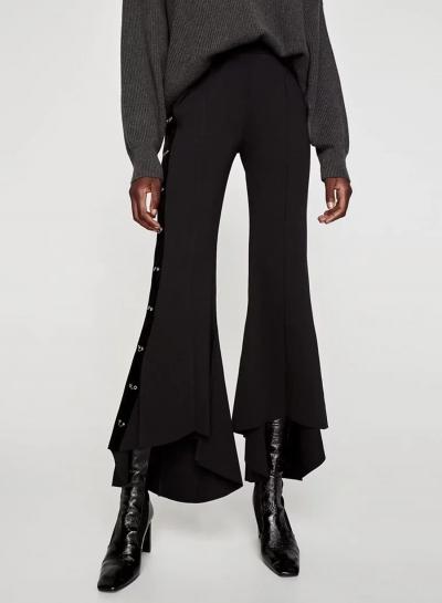 Oasap Asymmetric Solid Color Boot Cut Pants