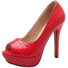 Oasap Peep Toe Platform High Heels Slip On Low Cut Pumps