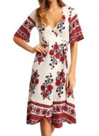 Oasap Women's Deep V Neck Short Sleeve Floral Print Summer Dress