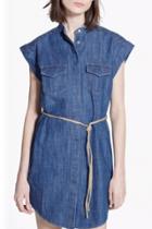 Oasap Simple Short Sleeve Button Down Denim Dress