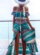 Oasap Boho Crop Top Maxi Skirt 2 Piece Outfit