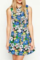 Oasap Floral Allover Print Sleeveless Dress