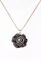 Oasap Black Rose Necklace