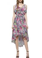 Oasap Women's V Neck Ruffle Front Floral Print High Low Boho Dress