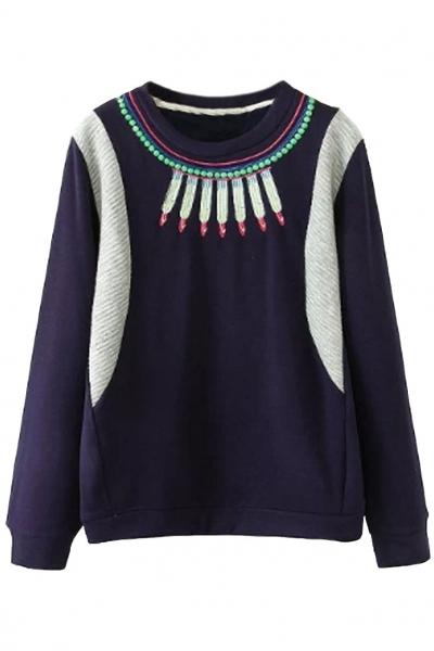 Oasap Stylish Loose Graphic Long-sleeve Sweatshirt