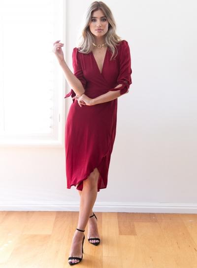 Oasap V Neck Half Sleeve Irregular Party Dress