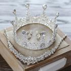 Oasap Crystal Rhinestone Crown Ear Clip Bridal Jewelry Set