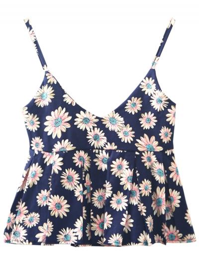 Oasap Women's Casual Spaghetti Strap Floral Print Crop Top