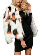 Oasap Long Sleeve Color Block Faux Fur Coat