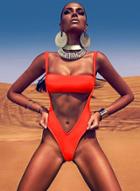 Oasap Fashion Sexy Red Two-piece Bandeau Swimwear Set