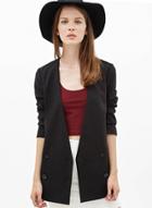 Oasap Women's Solid Double Breasted Boyfriend Sytle Blazer