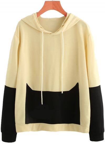 Oasap Fashion Patchwork Pullover Hoodie