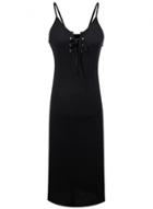 Oasap Women's Casual Spaghetti Strap Lace-up Front Bodycon Midi Dress