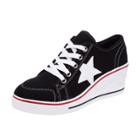 Oasap Round Toe Wedge Heels Star Canvas Shoes