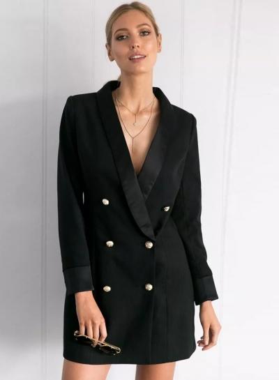 Oasap Turn Down Collar Solid Coats