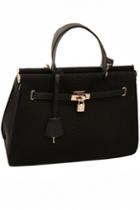 Oasap Metallic Key-and-lock Front Crocodile Handbag